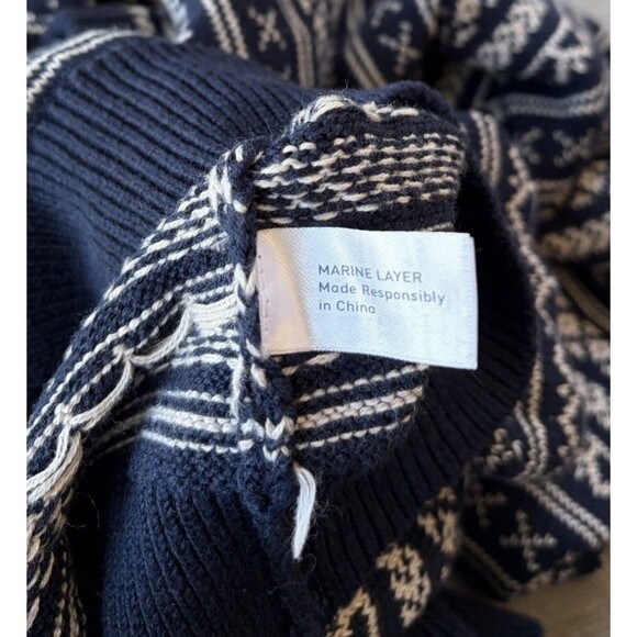 Marine Layer Knox Fair Isle Sweater Size M Blue Re Spun Mens - Picture 7 of 8